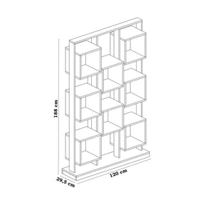 Biblioteca Edge, din PAL melaminat, alb/negru, 120x30x188 cm