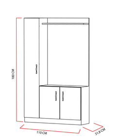 Garderoba hol Naturel, din PAL melaminat, alb, 110x32x180 cm