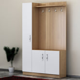 Garderoba hol Naturel, din PAL melaminat, tec/alb, 110x32x180 cm