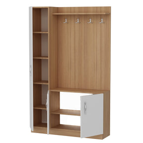 Garderoba hol Naturel, din PAL melaminat, tec/alb, 110x32x180 cm