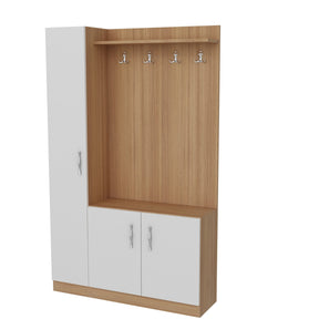 Garderoba hol Naturel, din PAL melaminat, tec/alb, 110x32x180 cm