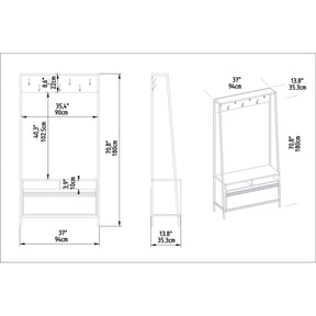 Cuier hol Devin, alb, PAL melaminat/metal, 94x180x35 cm