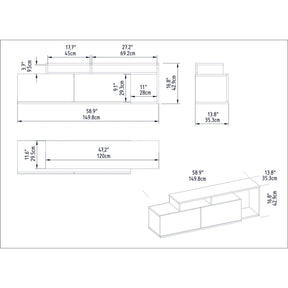 Comoda TV Nexera, alb, PAL melaminat, 150x43x35 cm