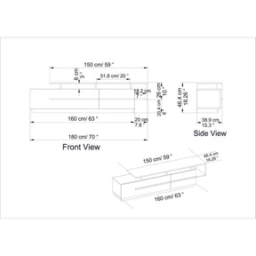 Comoda TV Pia, negru/nuc, PAL melaminat, 180x46x39 cm