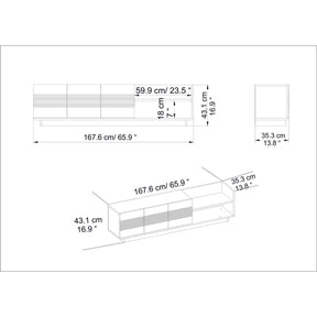 Comoda TV Viano, nuc, PAL melaminat, 168x35x43 cm