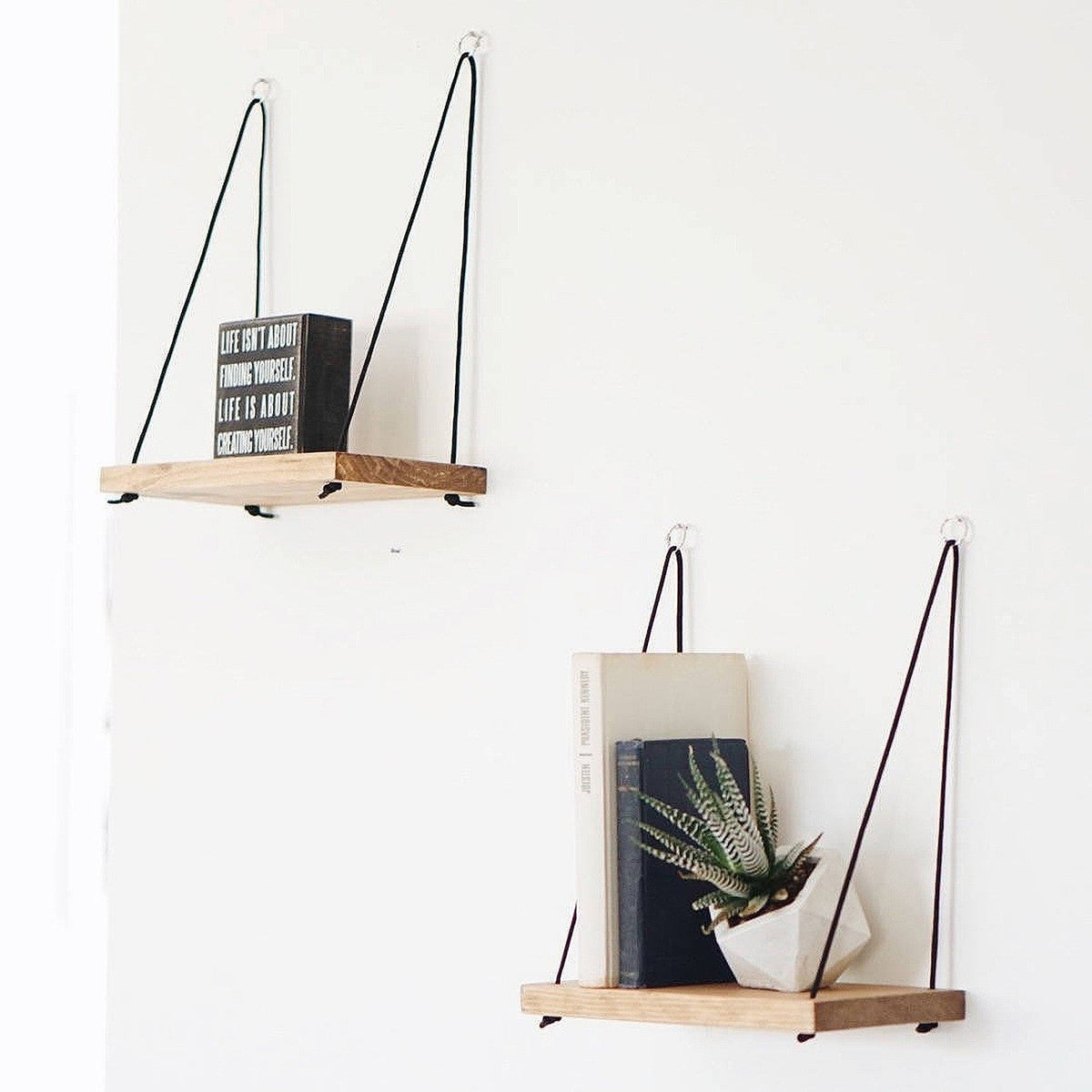 Set 2 polite AA098, stejar, lemn de molid, 40x13x50 cm