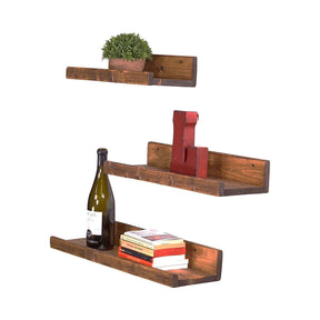 Set Rafturi AA104, 3 bucati, 100% lemn de molid, 60x8x15 cm