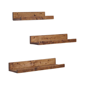 Set Rafturi AA104, 3 bucati, 100% lemn de molid, 60x8x15 cm