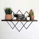 Raft WR033, maro/negru, lemn de molid/metal, 60x15x31 cm