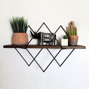 Raft WR033, maro/negru, lemn de molid/metal, 60x15x31 cm