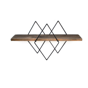 Raft WR033, maro/negru, lemn de molid/metal, 60x15x31 cm