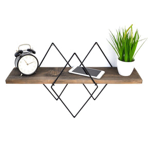 Raft WR033, maro/negru, lemn de molid/metal, 60x15x31 cm