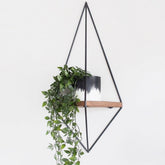 Suport pentru ghiveci WR039, maro/negru, lemn de molid/metal, 60x23x15 cm