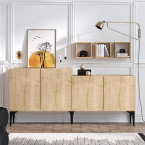 Set comoda si rafturi Magne, din PAL melaminat, stejar sapphire, 180x40x85 cm
