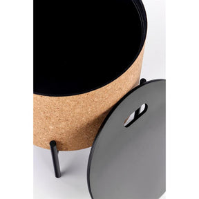 Masuta de cafea Sasha, stejar natural/negru, spatiu pentru depozitare, 38x43 cm