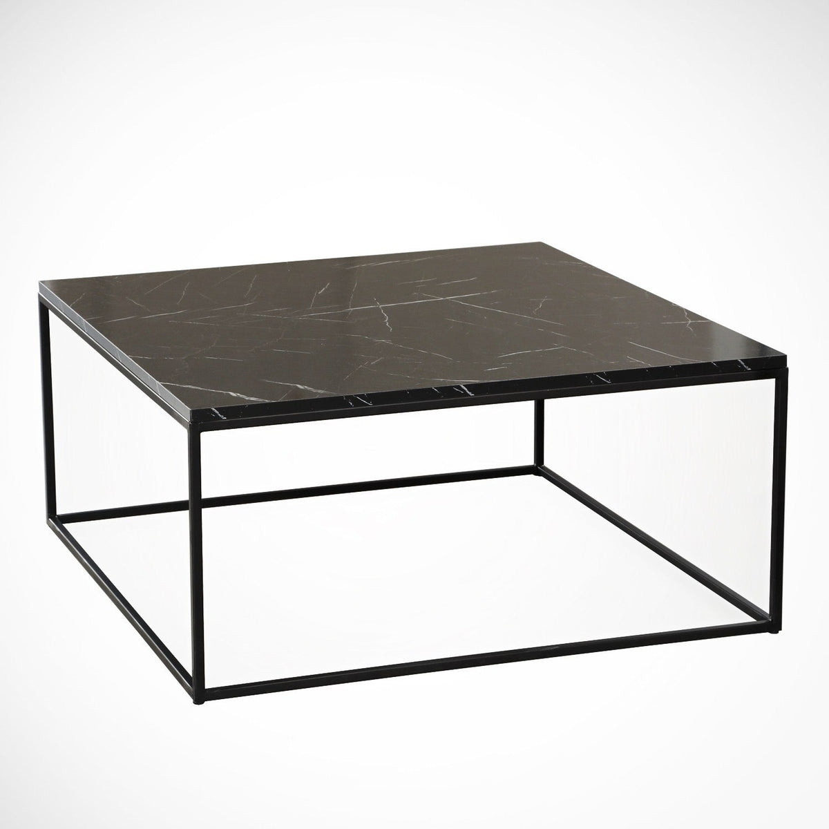 Masuta de cafea Poly, din PAL melaminat, marmura neagra, 75x75x43 cm
