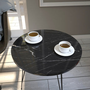 Masuta de cafea Sandalf, din PAL melaminat, marmura neagra, 40x40x44 cm