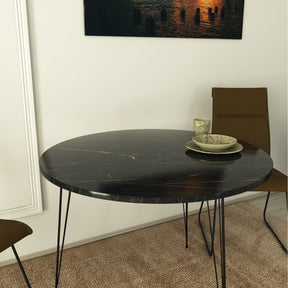 Masa Sandalf, din PAL melaminat, marmura neagra, 90x90x75 cm