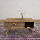 Masuta cafea Yakamoz, nuc, PAL melaminat, 90x43x60 cm