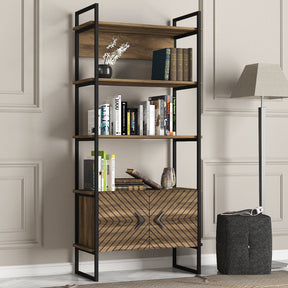 Biblioteca Scala, din PAL melaminat, nuc, 90x39x180 cm