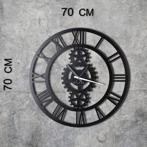 Ceas de perete Gear XL, negru, metal, 70x70 cm