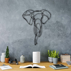 Accesoriu decorativ Elephant 2, negru, metal, 52x41 cm