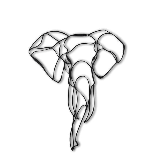 Accesoriu decorativ Elephant 2, negru, metal, 52x41 cm
