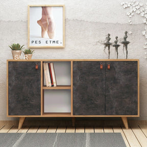 Comoda cu 3 usi Planky, din PAL melaminat, 140x40x86 cm