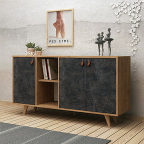 Comoda cu 3 usi Planky, din PAL melaminat, 140x40x86 cm
