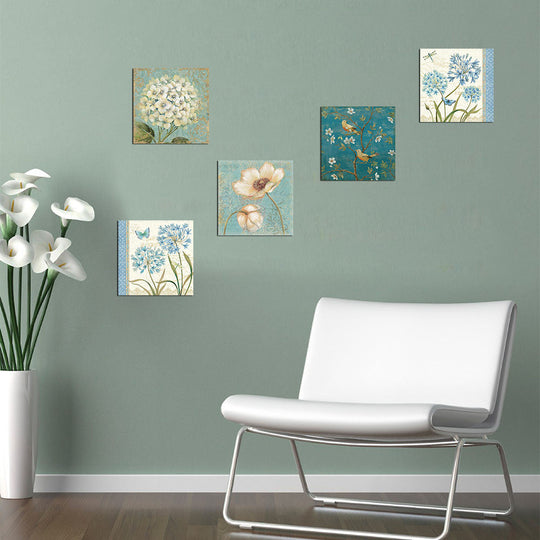 Set 5 Tablouri UTB094, imprimeu floral, 15x15 cm