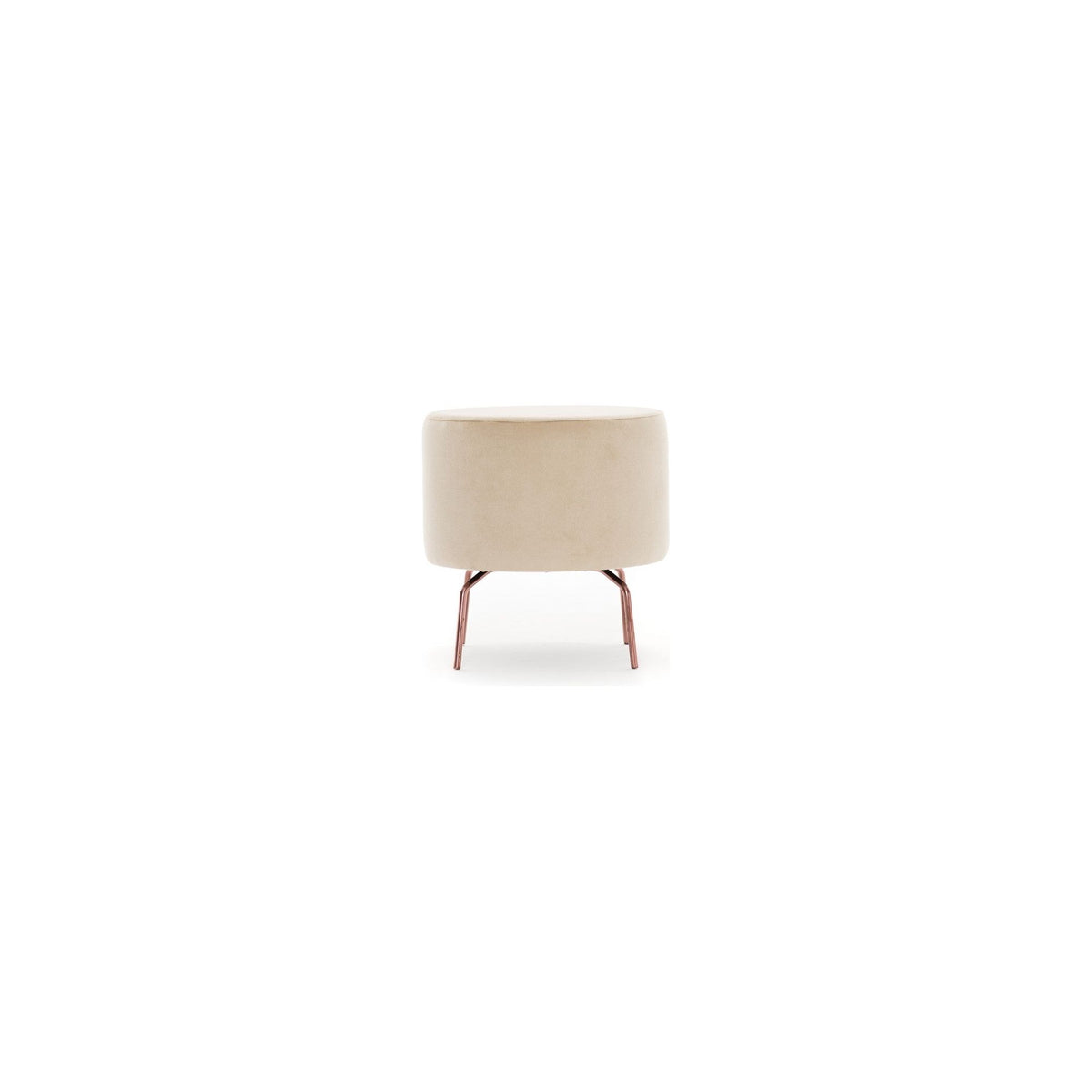 Taburet Octo, cadru lemn de fag/50% poliester si 50% bumbac, picioare metalice, stofa crem, 40x40 cm