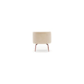 Taburet Octo, cadru lemn de fag/50% poliester si 50% bumbac, picioare metalice, stofa crem, 40x40 cm