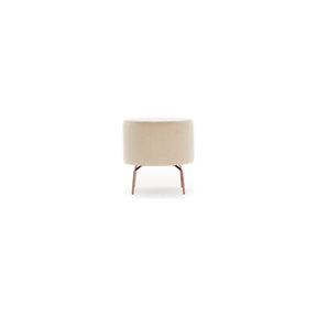 Taburet Octo, cadru lemn de fag/50% poliester si 50% bumbac, picioare metalice, stofa crem, 40x40 cm