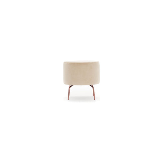 Taburet Octo, cadru lemn de fag/50% poliester si 50% bumbac, picioare metalice, stofa crem, 40x40 cm