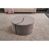 Taburet Alis, gri, stofa catifelata, 80x80x40 cm