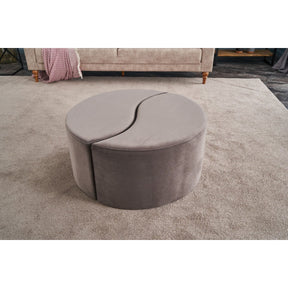 Taburet Alis, gri, stofa catifelata, 80x80x40 cm