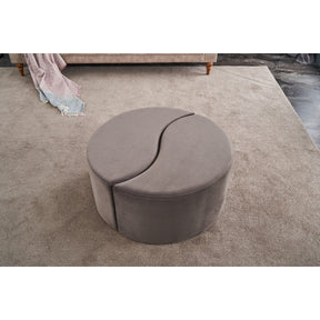 Taburet Alis, gri, stofa catifelata, 80x80x40 cm