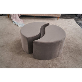 Taburet Alis, gri, stofa catifelata, 80x80x40 cm