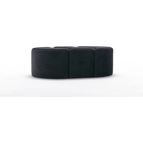 Set 3 taburete Alya, negru, stofa catifelata, 120x80x40 cm