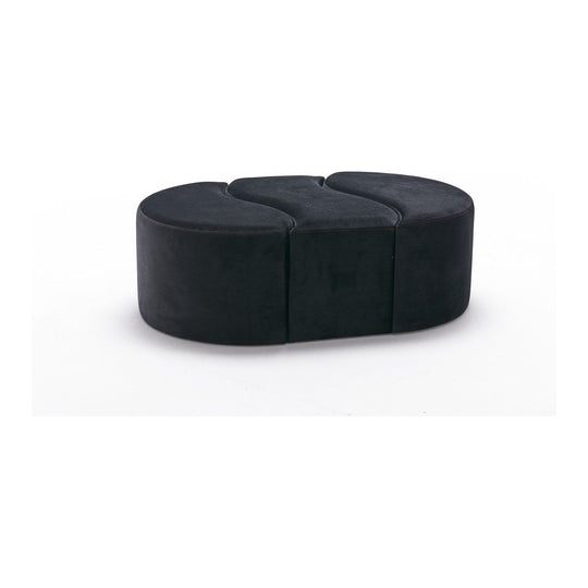 Set 3 taburete Alya, negru, stofa catifelata, 120x80x40 cm