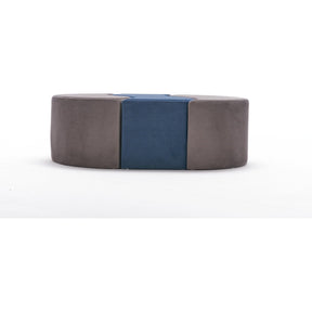 Set 3 taburete Alya, gri/albastru, stofa catifelata, 120x80x40 cm