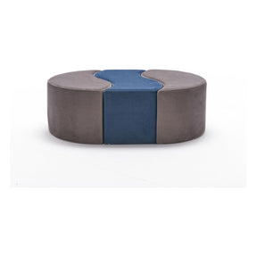Set 3 taburete Alya, gri/albastru, stofa catifelata, 120x80x40 cm
