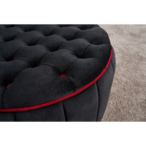 Taburet Jasmin, negru, stofa catifelata/lemn, 65x65x42 cm