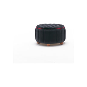 Taburet Jasmin, negru, stofa catifelata/lemn, 65x65x42 cm