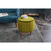 Taburet Lindy, verde, stofa catifelata, 40x40x40 cm