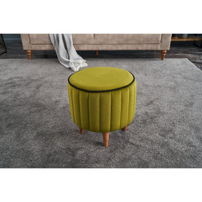 Taburet Lindy, verde, stofa catifelata, 40x40x40 cm