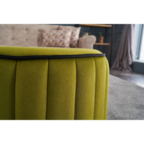 Taburet Lindy, verde, stofa catifelata, 40x40x40 cm