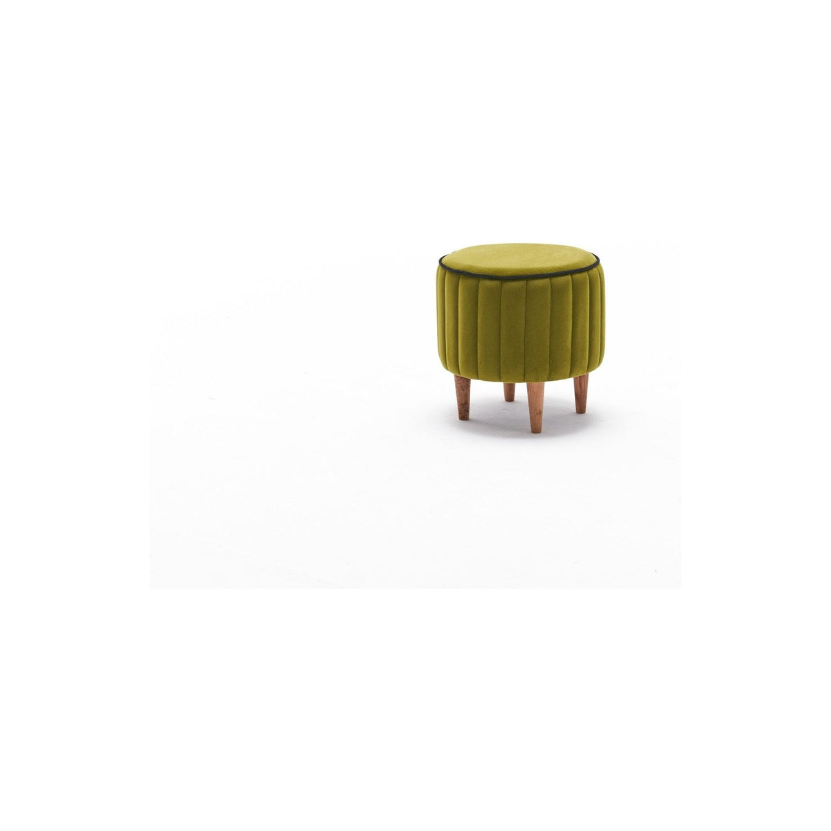 Taburet Lindy, verde, stofa catifelata, 40x40x40 cm