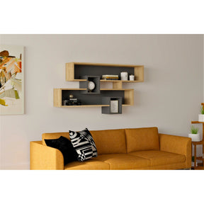 Raft Karen, din PAL melaminat, gri antracit/stejar, 120x22x73 cm