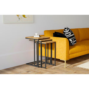 Set 3 masute Pino, nuc/negru, 100% PAL melaminat, 40x60x40 cm
